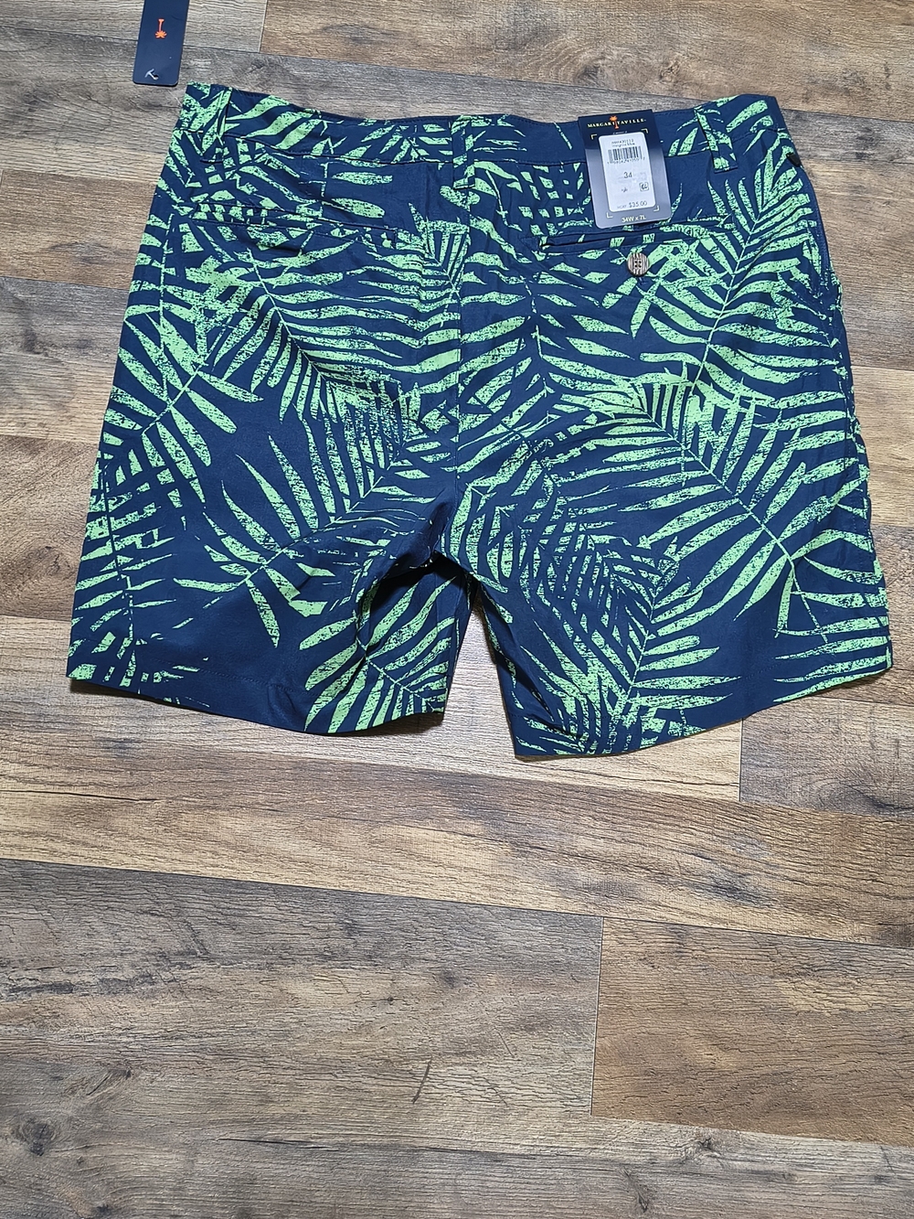 Margaritaville Navy Shorts with Lime Palm Print - Picture 3 of 3